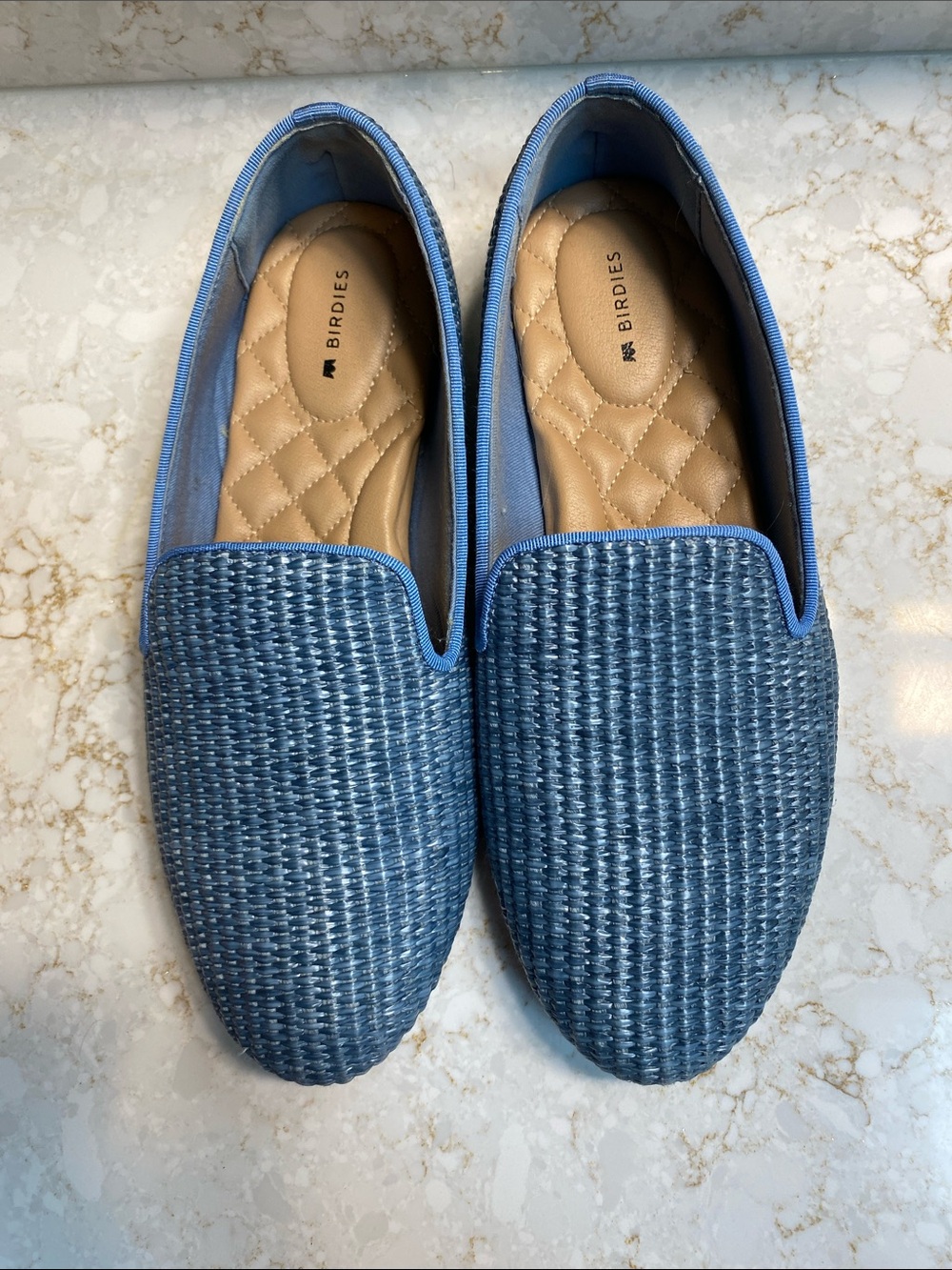 Birdies Light Blue Woven Slip-Ons